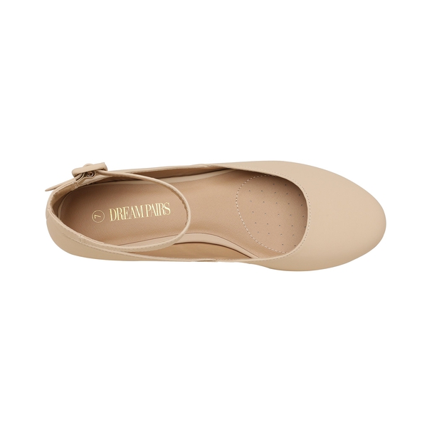 Ankle Strap Low Wedge Flats - NUDE NUBUCK - 3